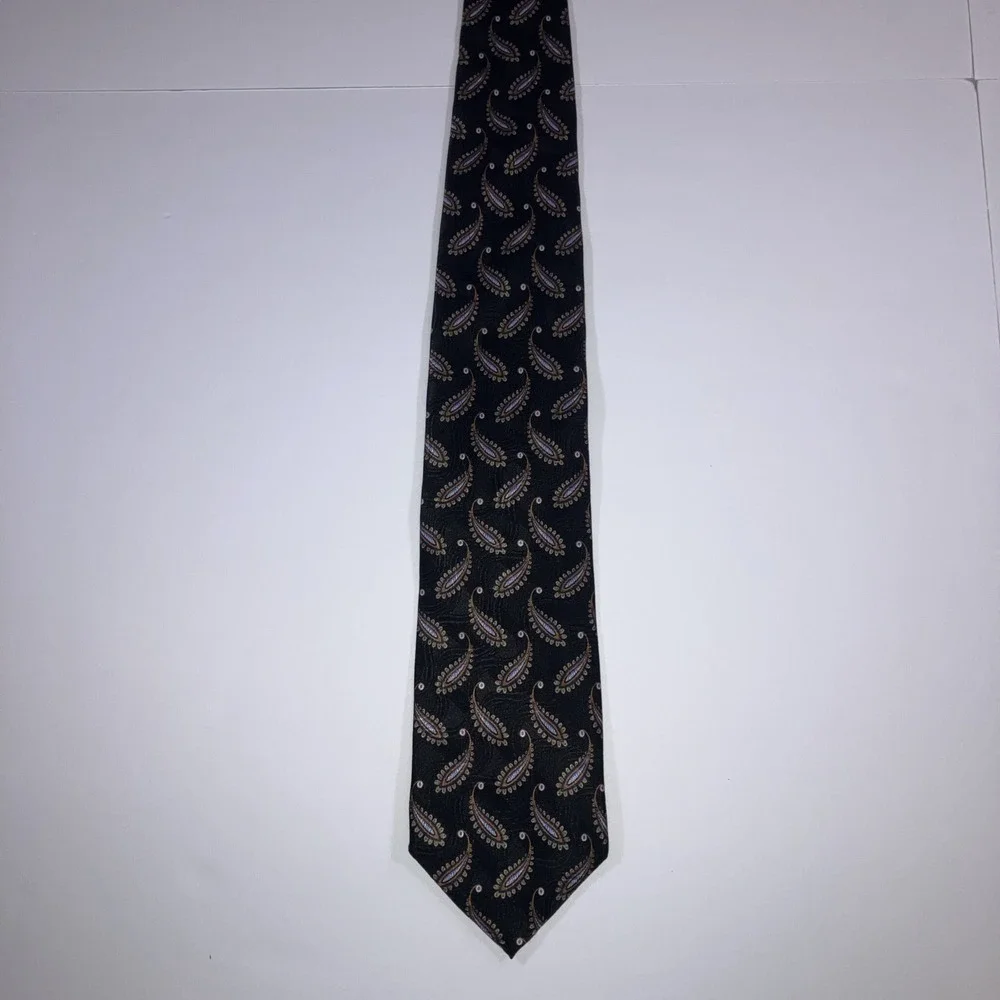 JZ Richards Silk Tie Black Gold Blue Paisley Handmade‎ in USA 61.75